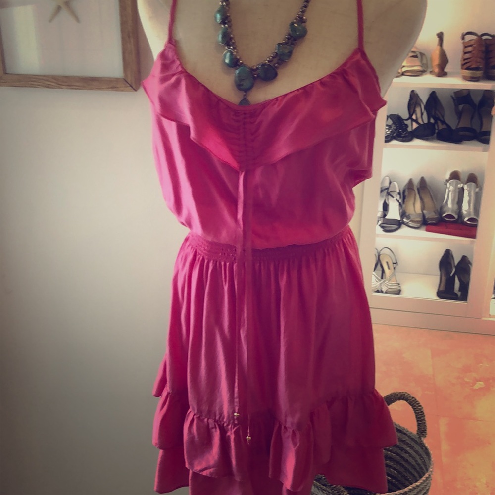 Gorgeous, very flirty pink silk sun dress!